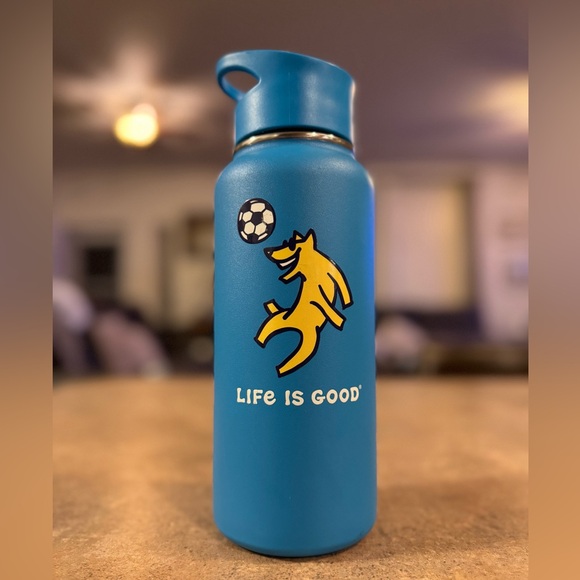 Life Is Good 32oz Wide Mouth Stainless Steel Water Bottle Straw Cap - Picture 2 of 6